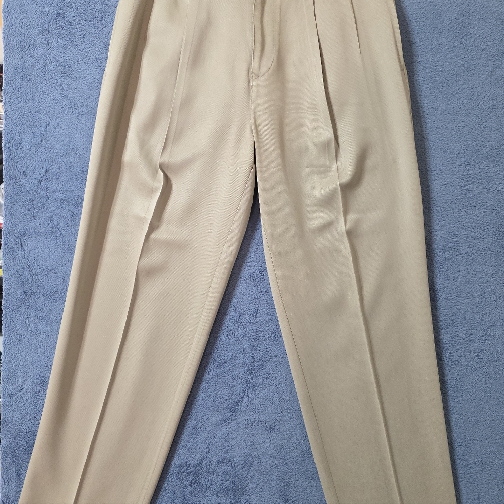 Tommy Bahama Silk Dress Pants Men's 32x29 Pleated Cream Beige - Picture 2 of 9